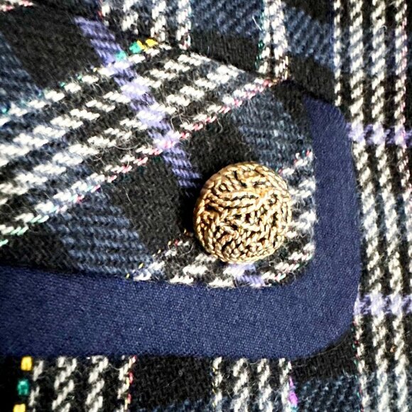 Vintage Plaid Wool Blazer with Gold ButtonsS/M - Picture 5 of 8